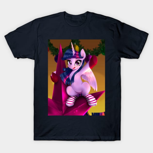 Tiny Twilight Sparkle at Christmas T-Shirt by Darksly